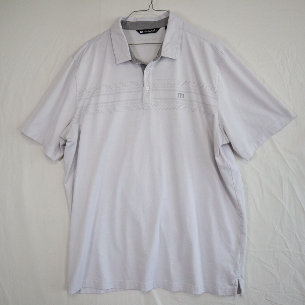Travis Mathew Polo Shirt Mens 2XL XXL Golf Casual White Short Sleeve‎